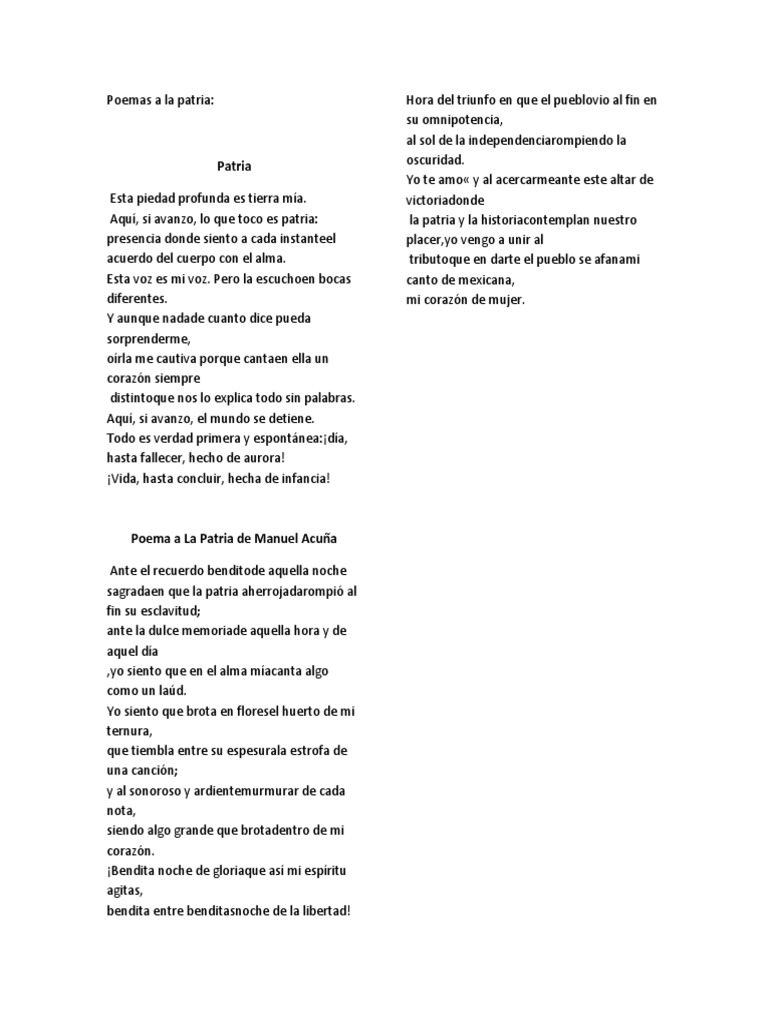 Poemas A La Patria | Descargar gratis PDF | Aves | Naturaleza