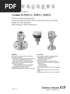 Cerabar M Pmc51 Pmp51 Pmp55 Pdf Pressure Measurement Pressure