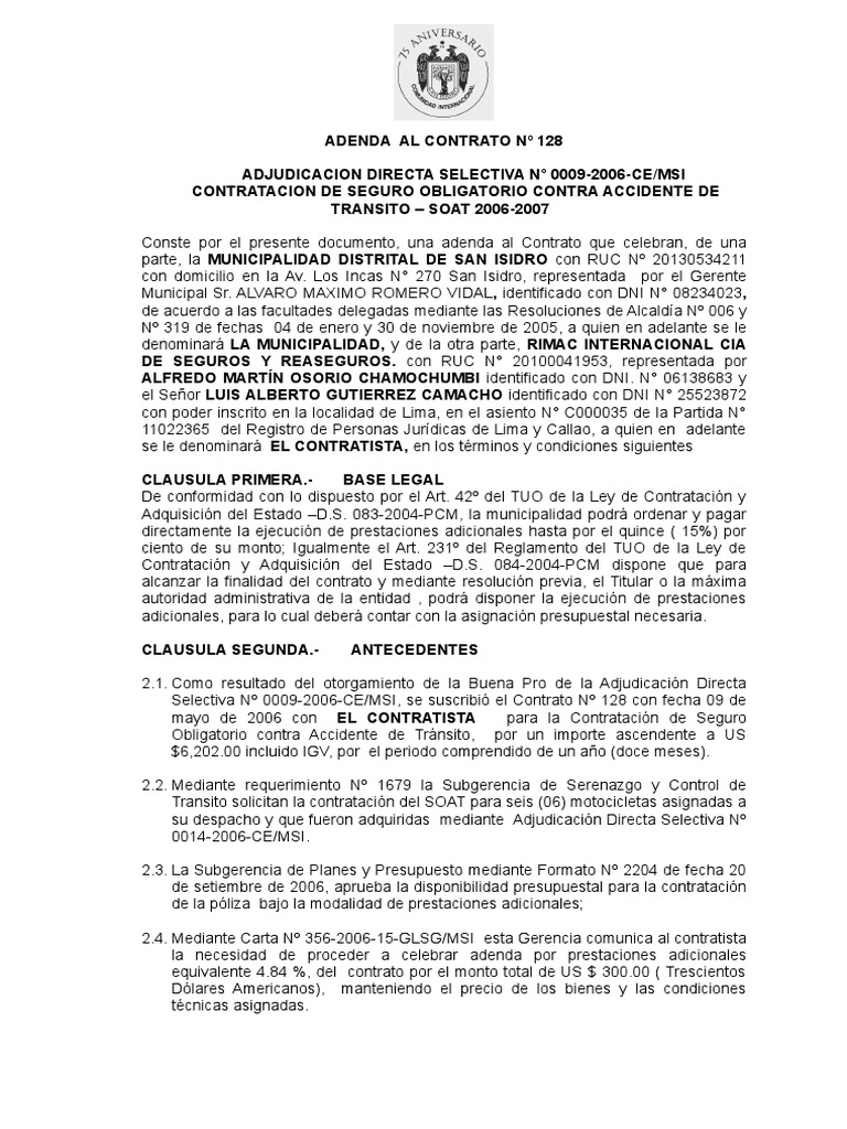 Addenda-Contrato U Orden de Compra o de Servicio | PDF | Gobierno local ...