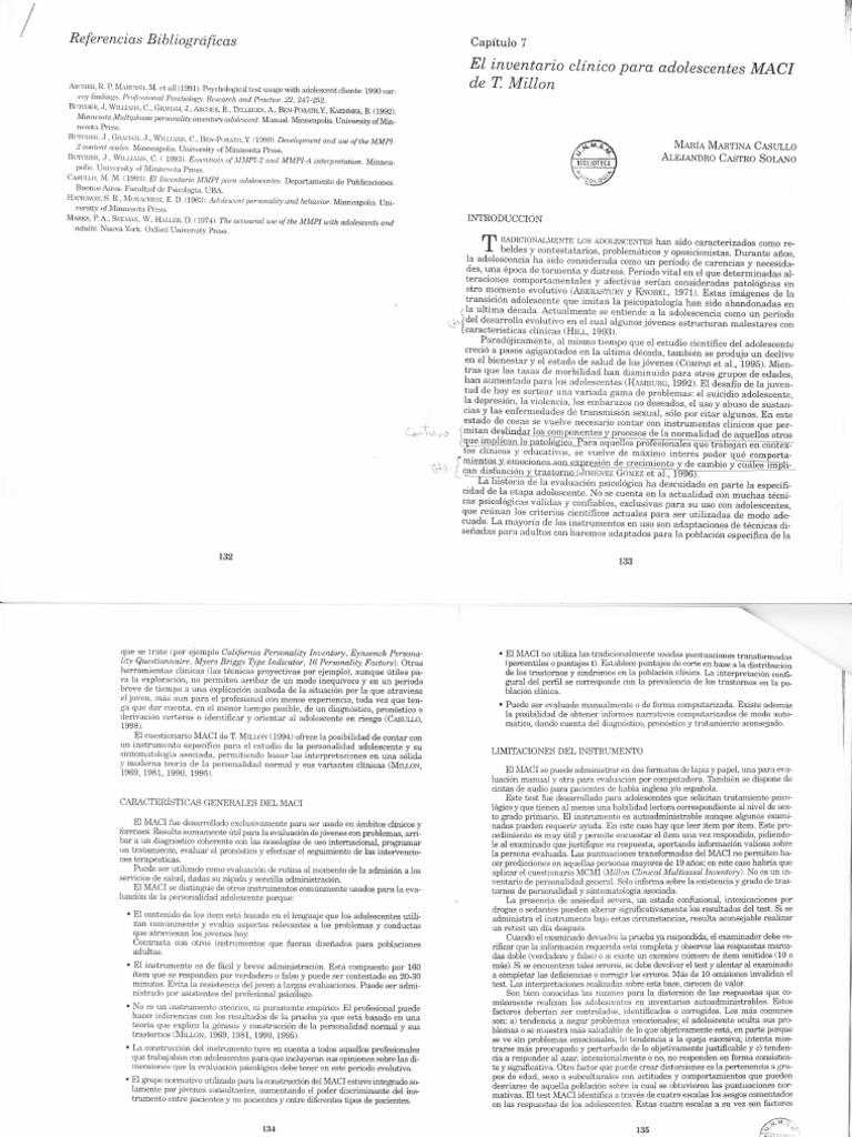 Descripcion de Las Escalas-Maci | PDF | Diagnostico medico | Adolescencia