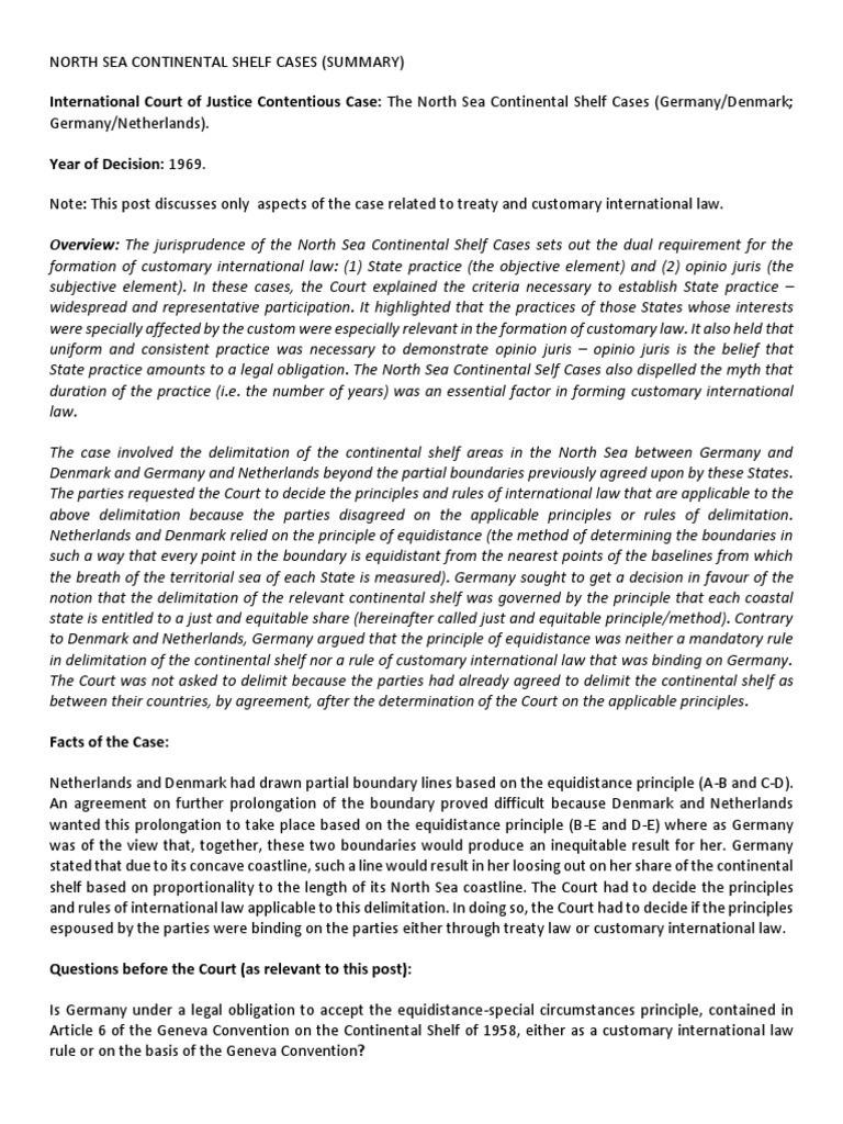 North Sea Continental Shelf Cases PDF Treaty Virtue