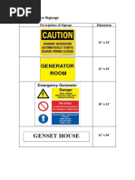 Genset House Signage