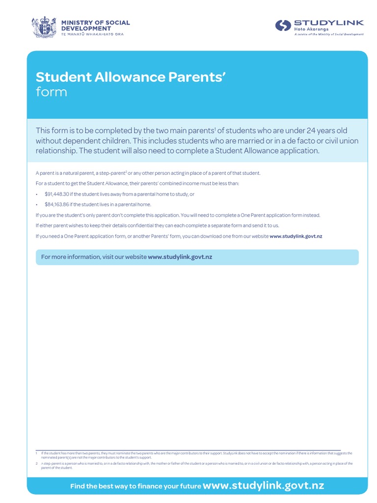 Student Allowance Parent Form Guide | PDF | Pension | Dividend