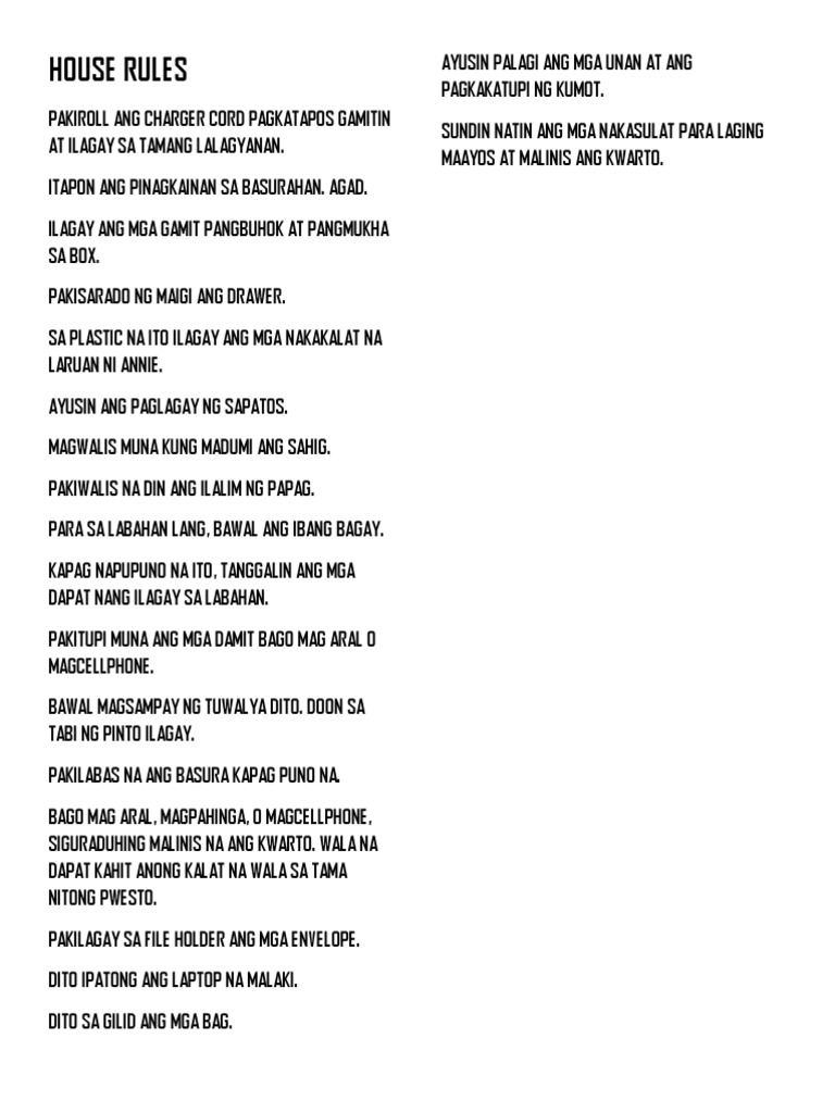 House Rules PDF