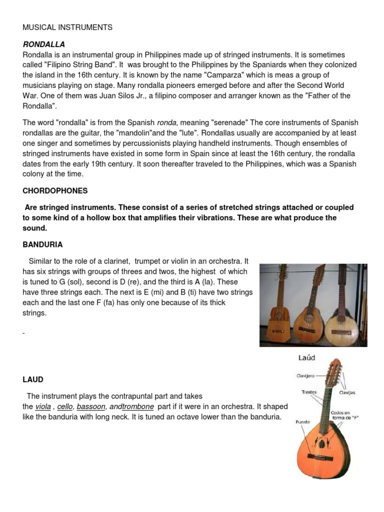 Musical Instruments Rondalla PDF String Instruments Musical