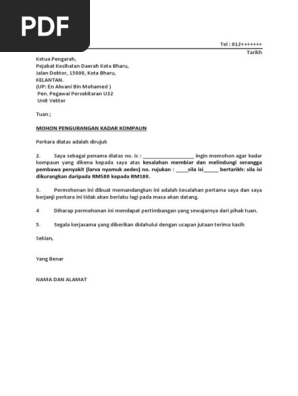 Contoh Rayuan Pengurangan Denda Aedes Pdf