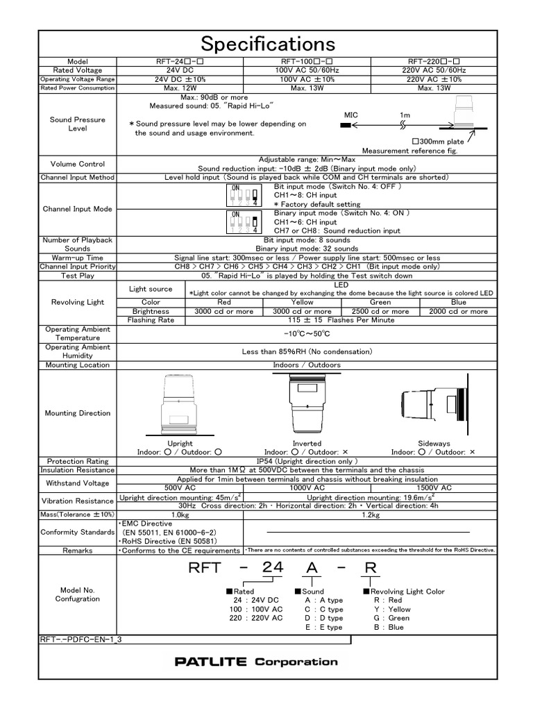 RFT Specifications (En) | PDF | Power Supply | Alternating Current