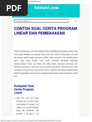 Contoh Soal Cerita Program Linear Dan Pembahasan