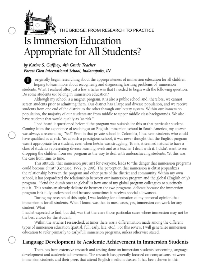 Student Immerssion PDF | PDF | Learning Disability | Second Language