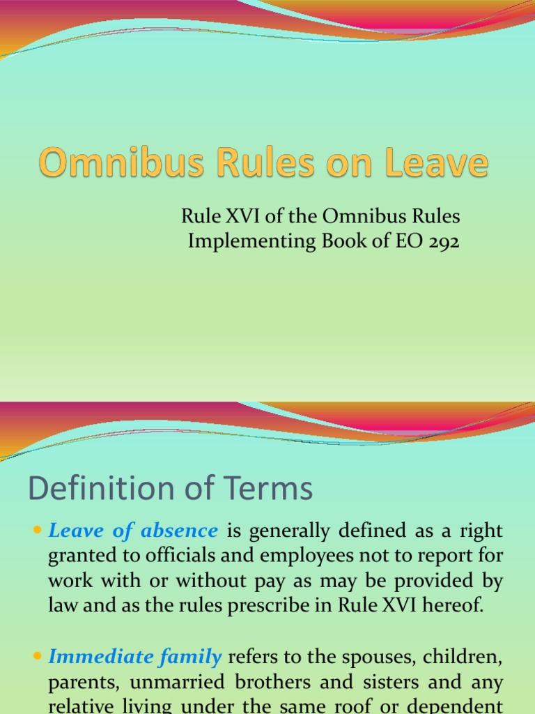Omnibus Rules On Leaves PDF Parental Leave Sick Leave