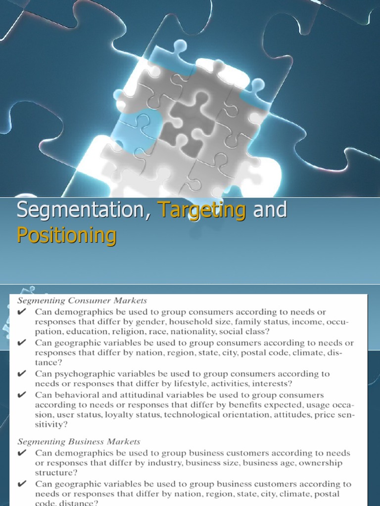 Segmentation, Targeting and Positioning | PDF | Market Segmentation ...