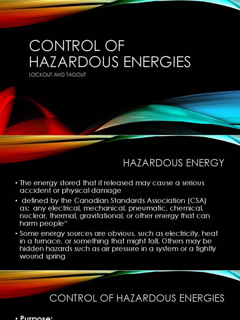 Control of Hazardous Energies PDF Safety Energy And Resource