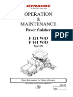 Operation & Maintenance: Paver Finisher F 121 W/D F 141 W/D
