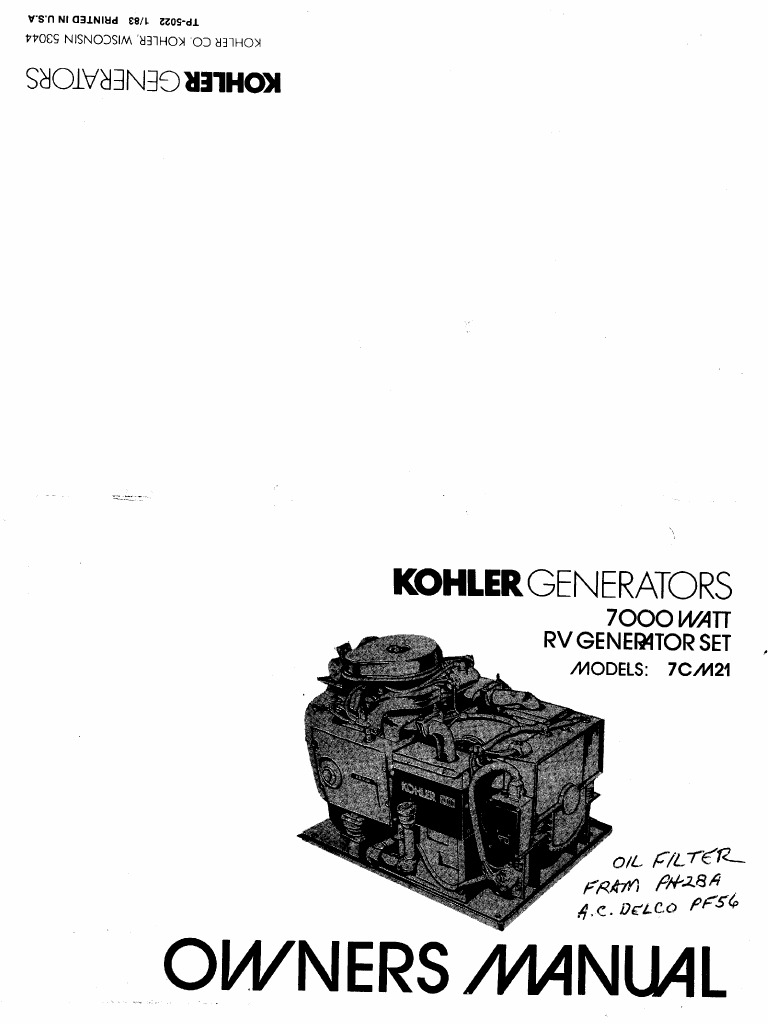 Kohler_Generator Owners Manual