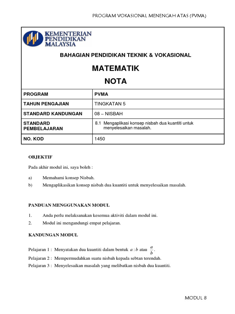 NOTA 8 nisbah