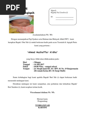 950 Contoh Undangan Aqiqah Dan Tasmiah Gratis Terbaru