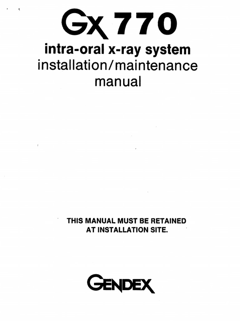 Gendex GX770 Dental XRay Maintenance Manual PDF