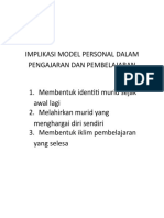 Implikasi Model Personal Dalam Pengajaran Dan Pembelajaran