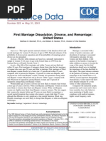 First Marriage Dissolution, Divorce, and Remarriage: United States