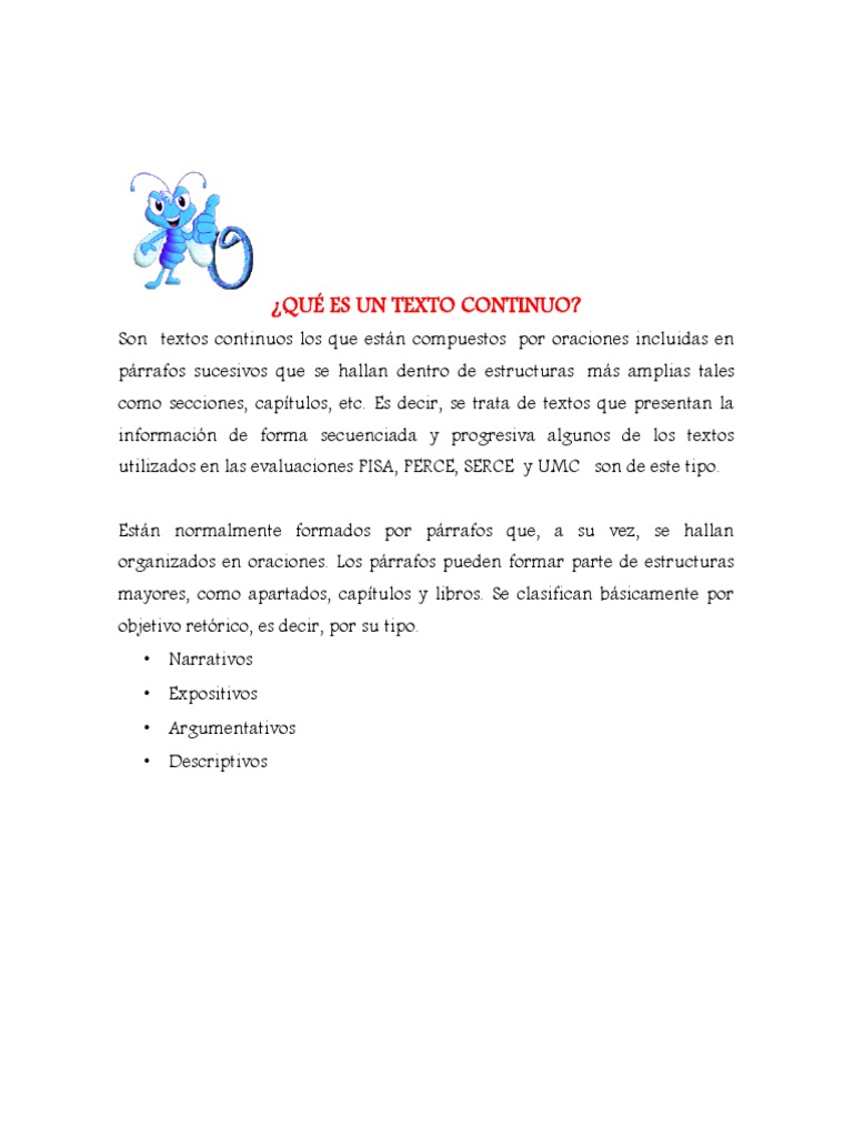 Qué es un texto continuo Information Reading (Process)