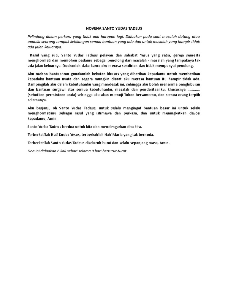 Novena Santo Yudas Tadeus