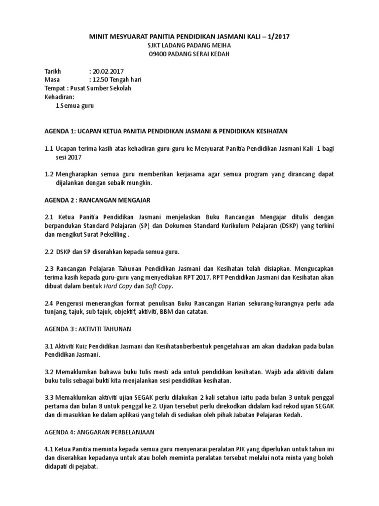 Surat Panggilan Mesyuarat Panitia Kesihatan Kali Ketiga