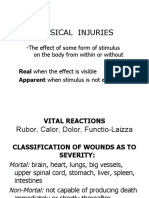 Physical Injuries: - The Effect of Some Form of Stimulus On The Body From Within or Without