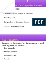 Inventory Systems For Independent Demand: This Section Explores