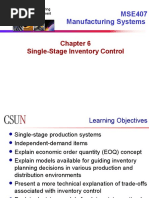 MSE407 Manufacturing Systems: Single-Stage Inventory Control