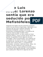 Jorge Luis Arcos, Lorenzo Sentía Que Era Seducido Por Mefistofeles