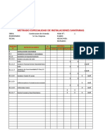 Planilla Metrados Especialidad Instalaciones Sanitarias