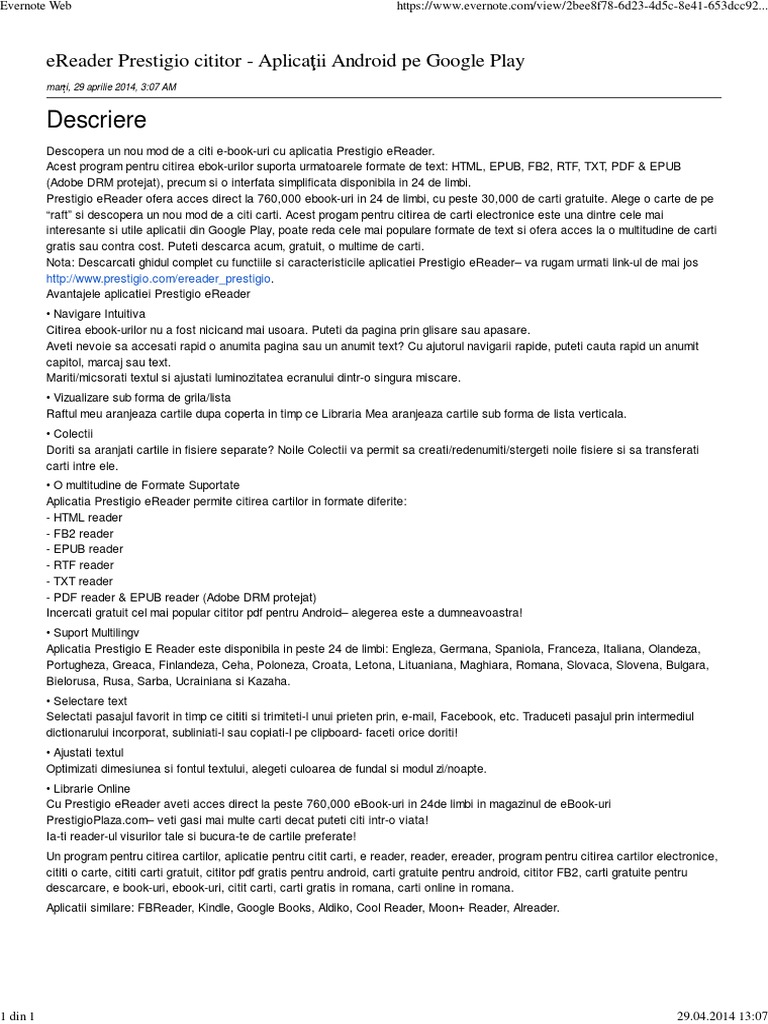 Ereader Prestigio Cititor PDF PDF