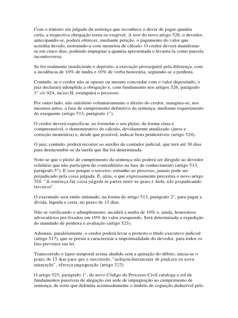 Cumprimento De Sentença 156 O Que Significa