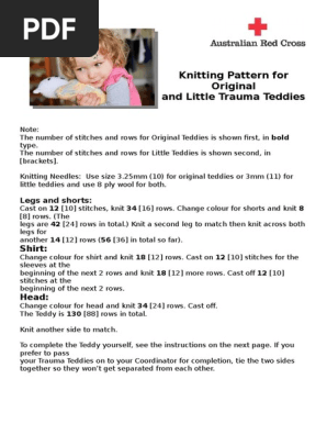 red cross trauma teddy knitting pattern