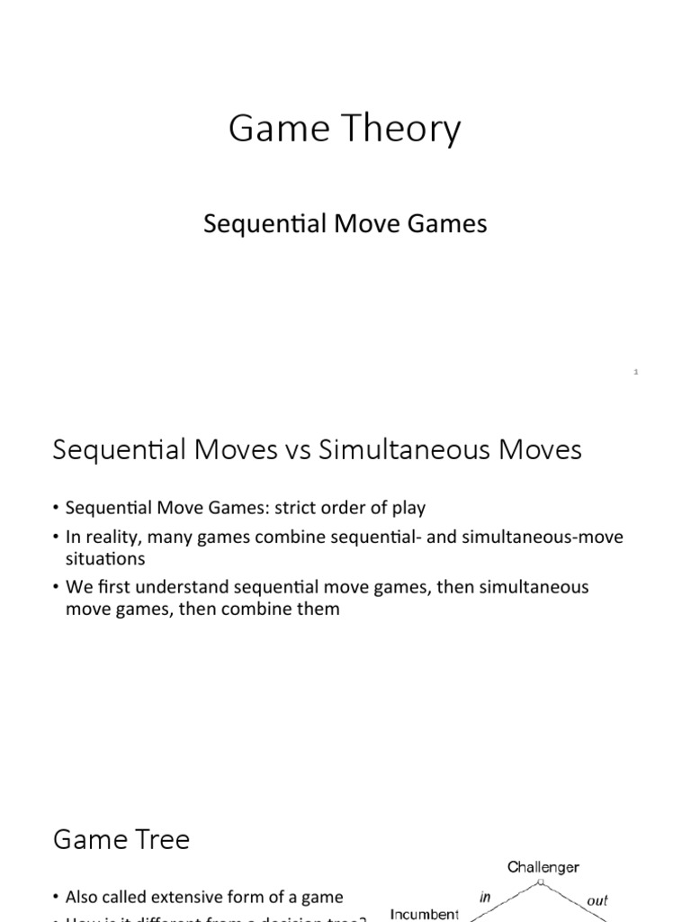 Sequential Move Games Slides PDF Game Theory Gaming