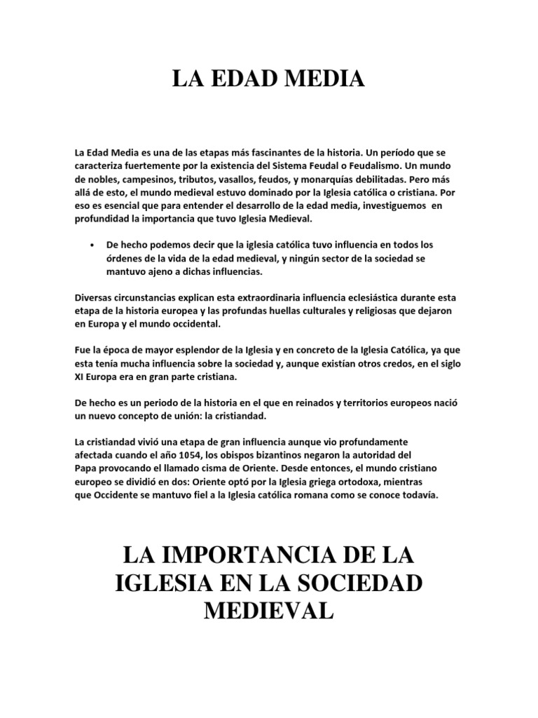 La Iglesia en la Edad Media | PDF | Edades medias | Mundo occidental