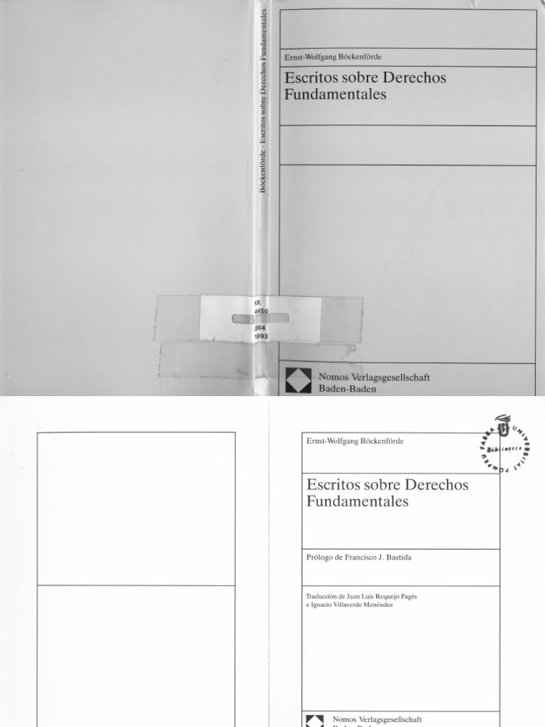 BÖCKENFÖRDE - Escritos Sobre Derechos Fundamentales. Parte 1 | PDF