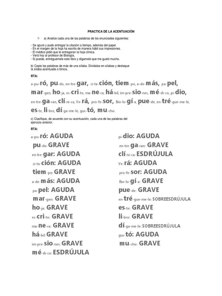 Practica La Acentuación