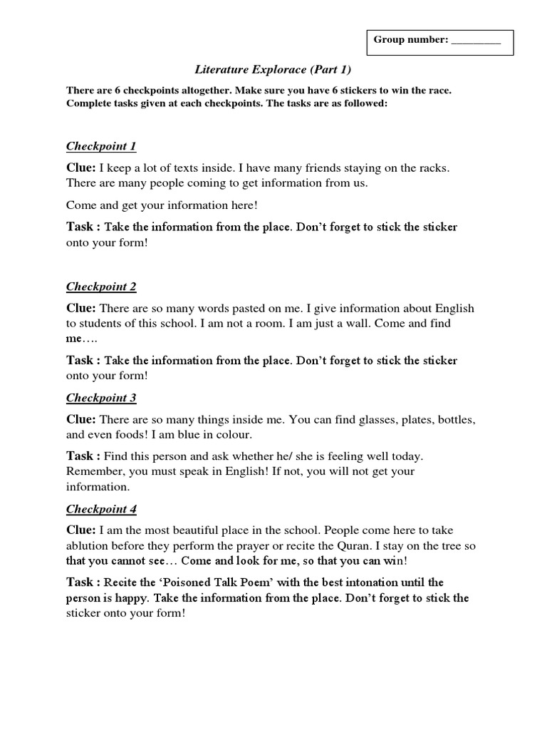 Literature Explorace Checkpoints Guide | PDF | Language Arts ...