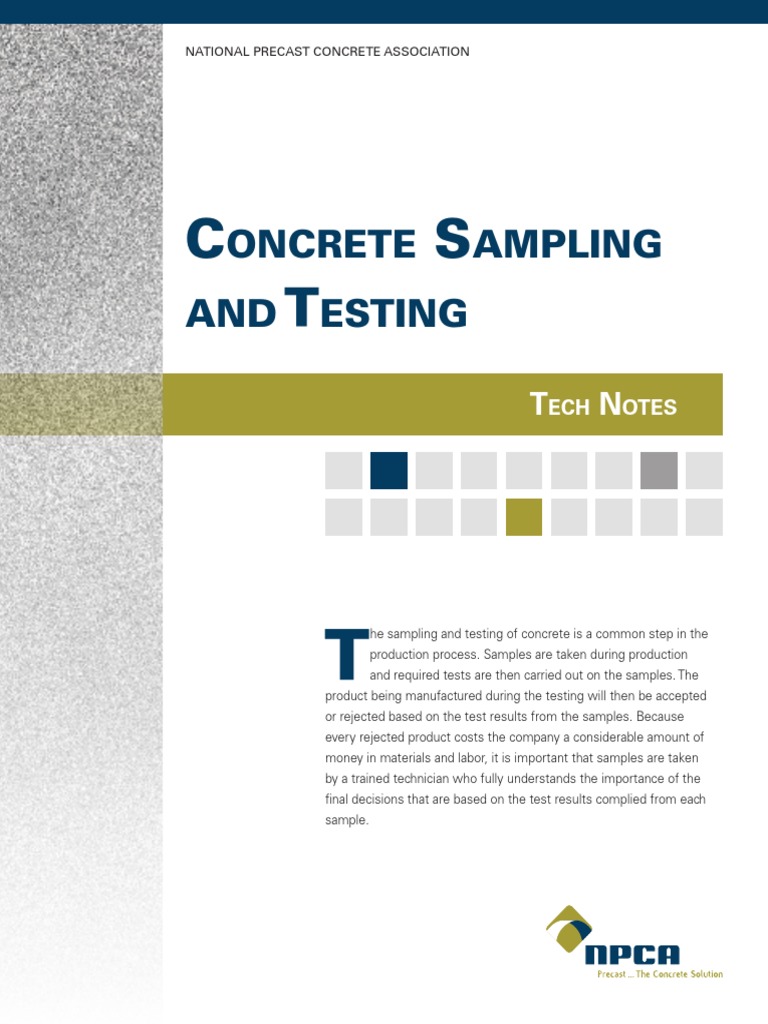 TechNote Concrete Sampling and Testing PDF | PDF | Density | Concrete