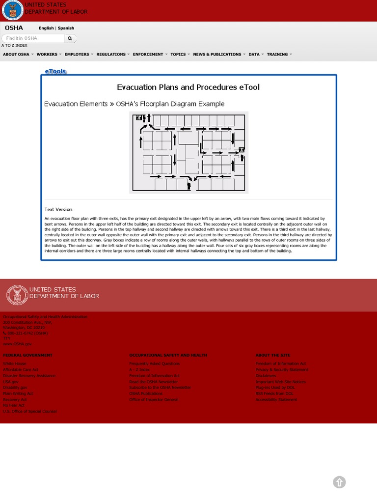 Emergency Action Plan _ Evacuation Elements - OSHA's Floorplan Diagram ...