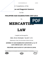 2007 to 2013 Mercantile Law Philippine Bar Examination Questions and Suggested Answers