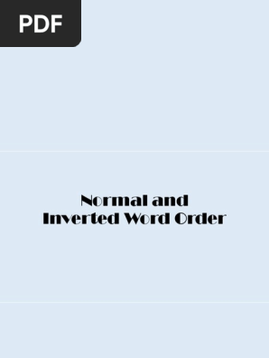 Normal and Inverted Word Order