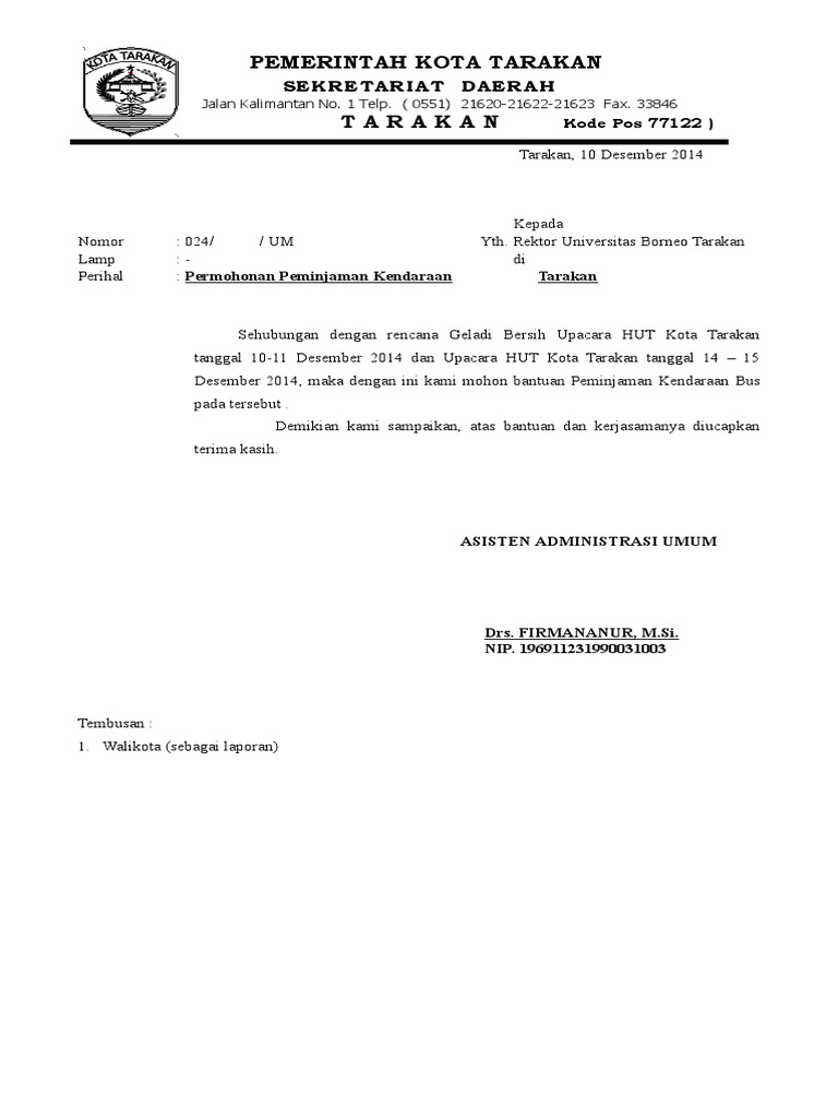 Surat Permohonan Bantuan Kendaraan Bus Ub | Pdf