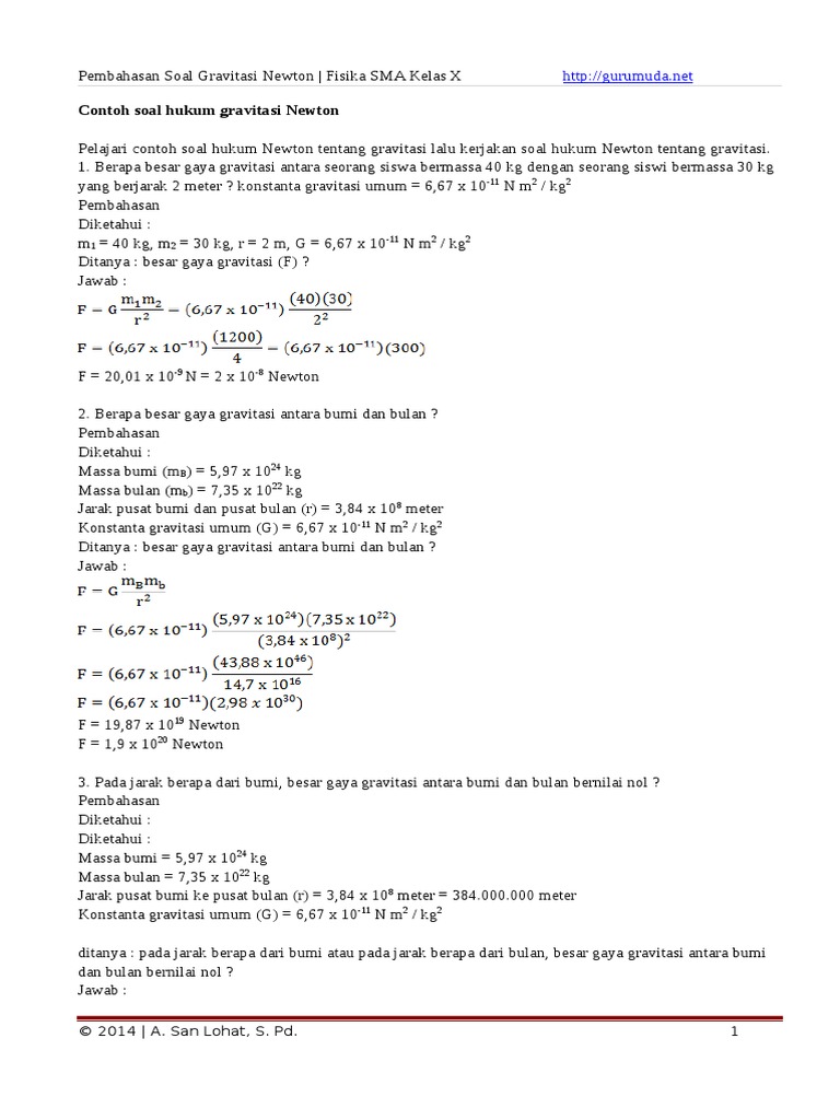 Pembahasan Soal Gravitasi Newton Pdf