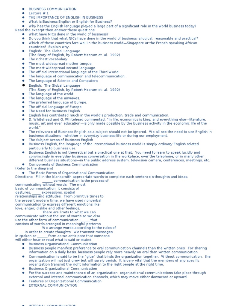 Business English Essentials | PDF | Nonverbal Communication ...