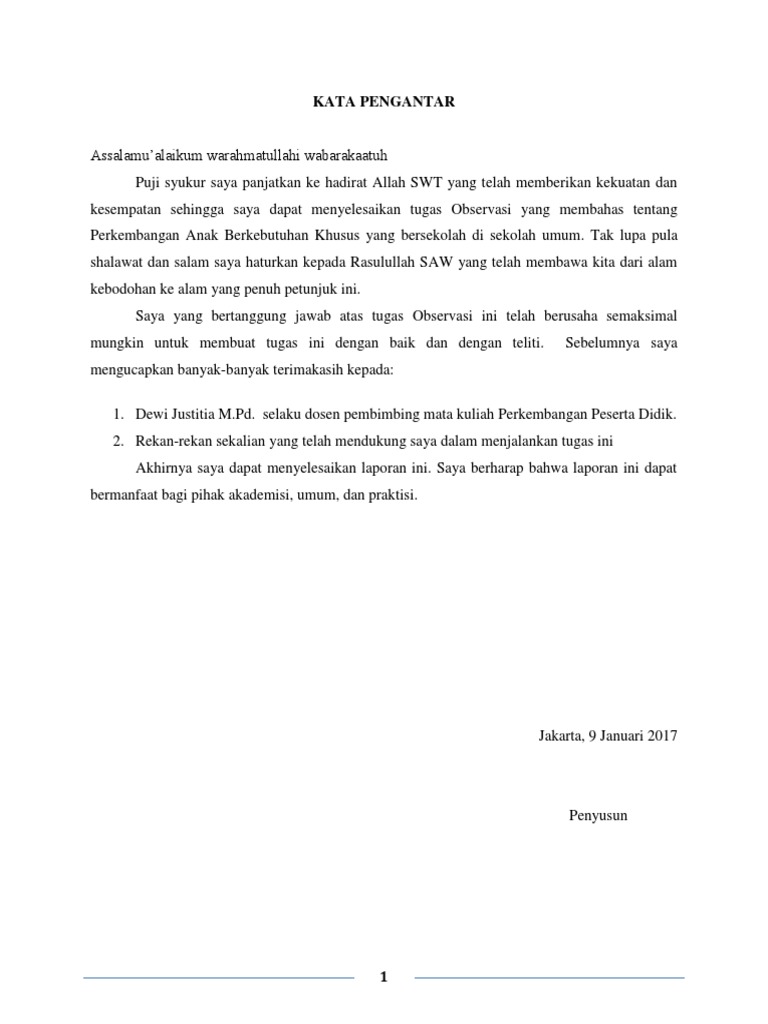 Kata Pengantar Laporan Observasi