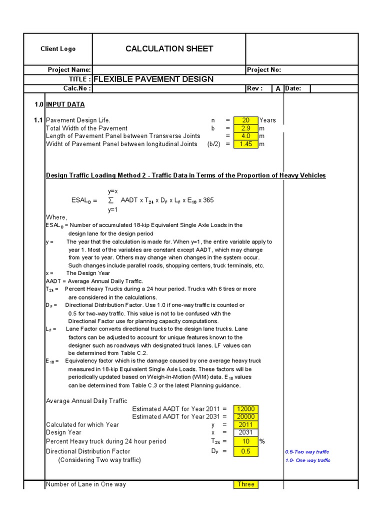 Flexible Pavement Design Calculation Guide | PDF | Truck | Road Surface