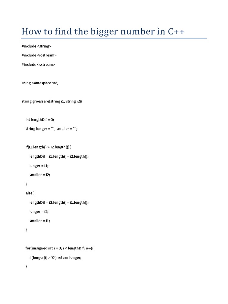 Compare Two Numbers in C++ | PDF