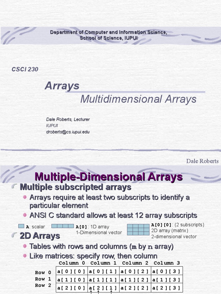 t11CArraysMultiDimensional Pps | PDF | Matrix (Mathematics) | Array ...